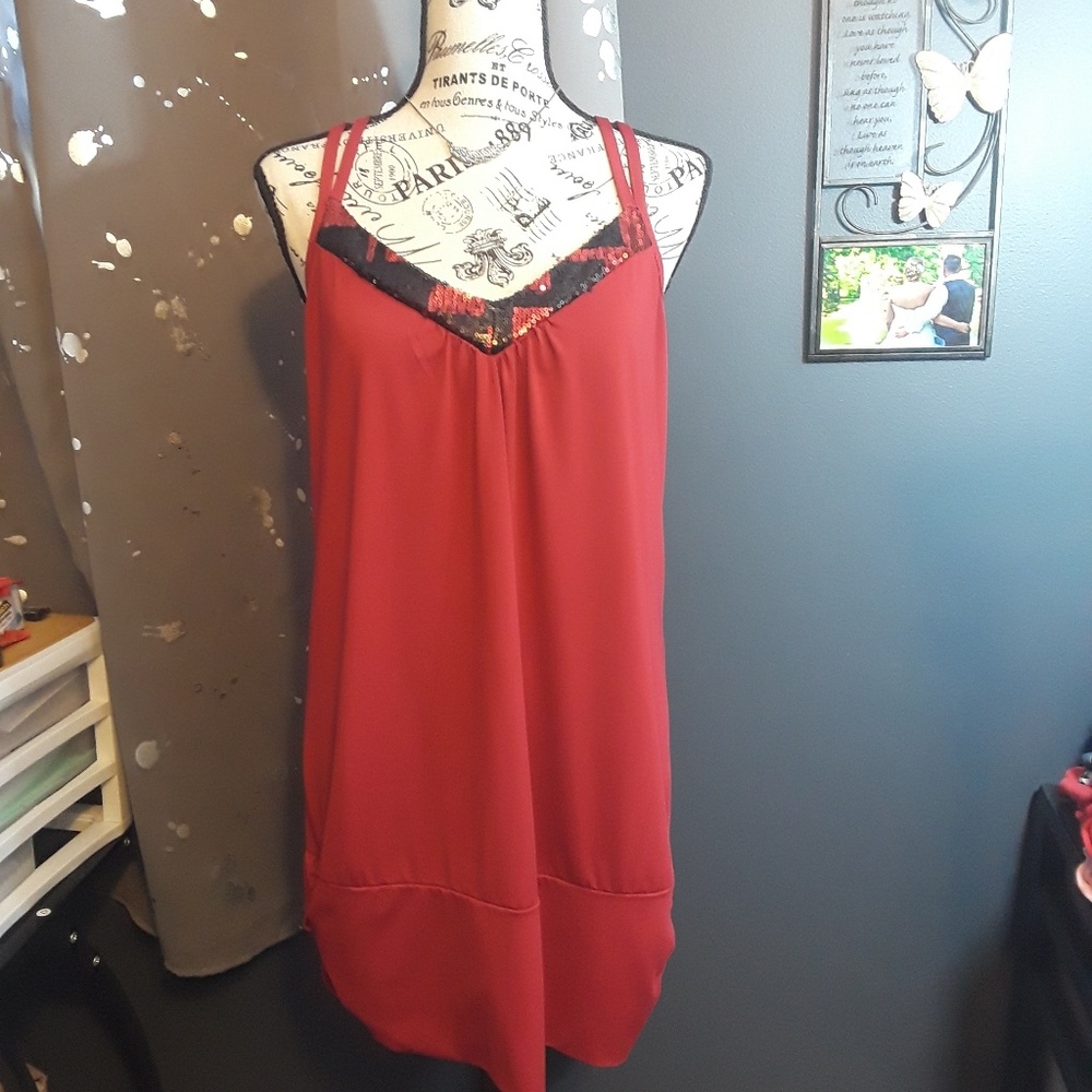 🤩Vanity Red & Black Sequins Dressy Tank
